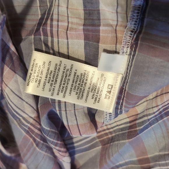 Cloth & Stone Plaid Top Size Large lightweight tie front pocket button like new - Picture 4 of 5